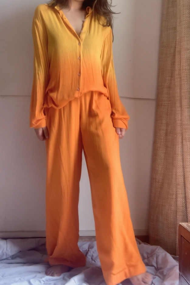 Organic Cotton Yellow Tie Dye SAND SET - Lounge Wear Airport Coord Set
