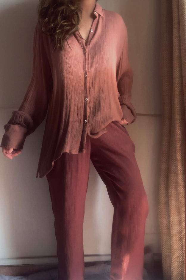 Organic Cotton Dusty Mauve Ombré Sand  Set - Lounge Wear Airport Coord Set