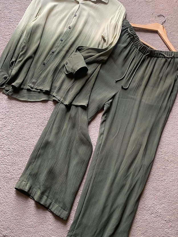 Organic Cotton Teal And Sea Green SAND SET - Lounge Wear Airport Coord Set