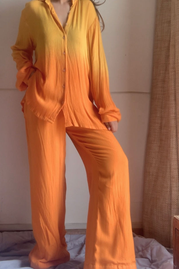 Organic Cotton Yellow Tie Dye SAND SET - Lounge Wear Airport Coord Set