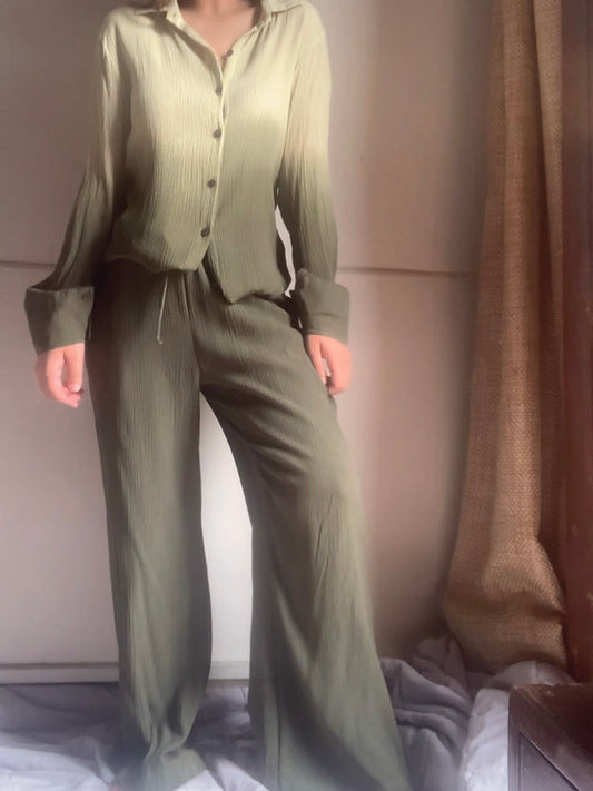 Organic Cotton Teal And Sea Green SAND SET - Lounge Wear Airport Coord Set