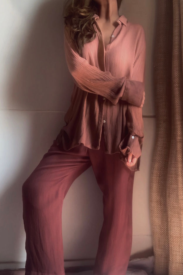 Organic Cotton Dusty Mauve Ombré Sand  Set - Lounge Wear Airport Coord Set