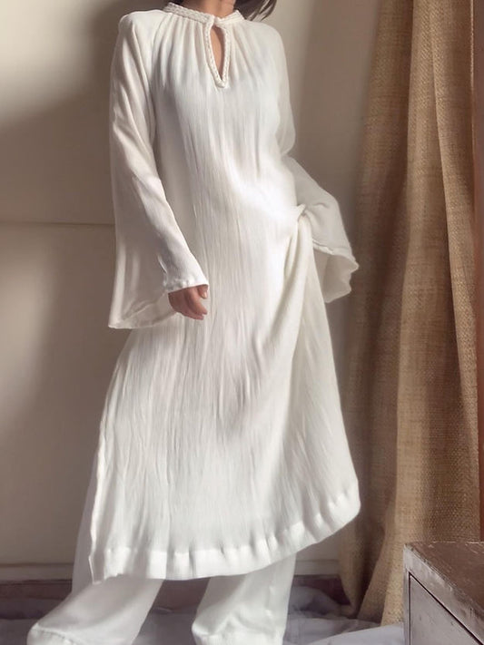 The Mira Set : WHITE Long Kurta and pant
