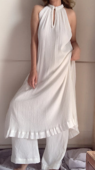 The Mira Set : White Long Kurta and pant
