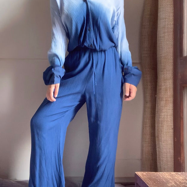 Organic Cotton Blue Ombré Sand  Set - Lounge Wear Airport Coord Set