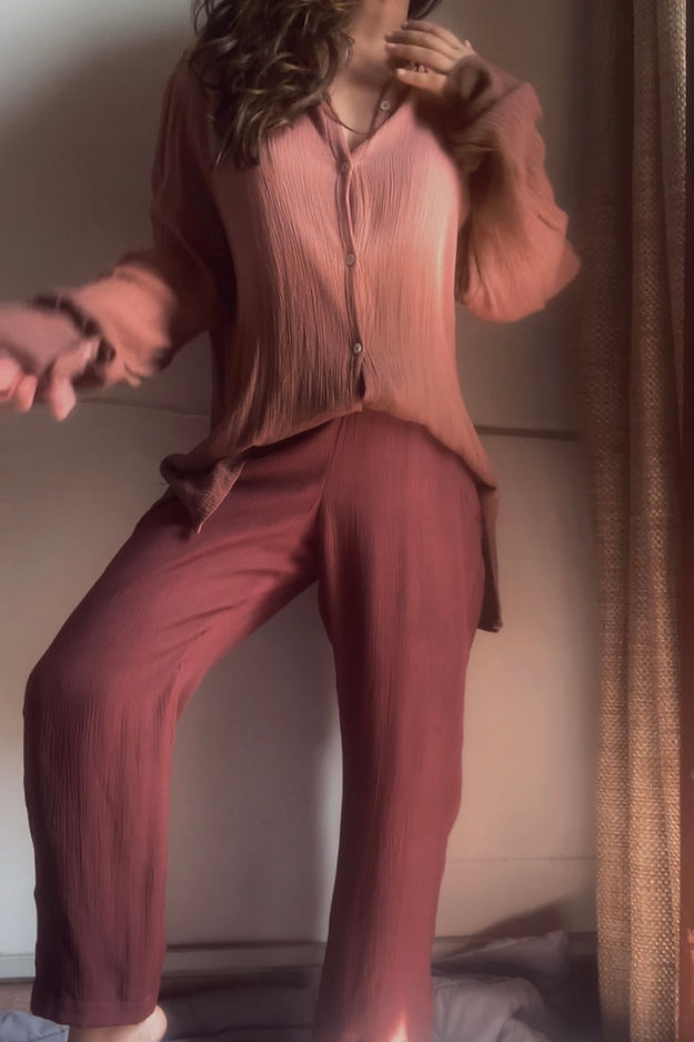 Organic Cotton Dusty Mauve Ombré Sand  Set - Lounge Wear Airport Coord Set