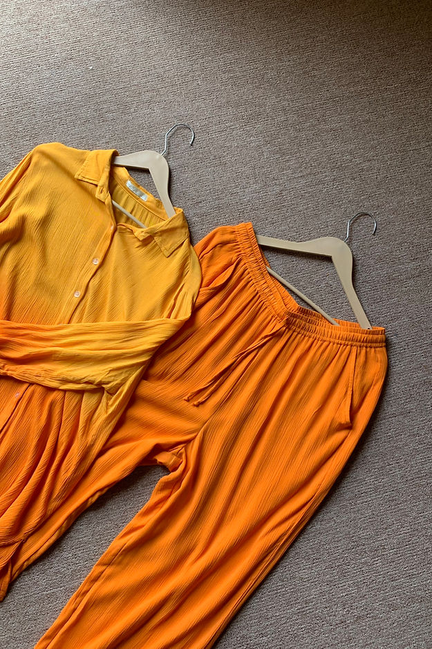 Organic Cotton Yellow Tie Dye SAND SET - Lounge Wear Airport Coord Set