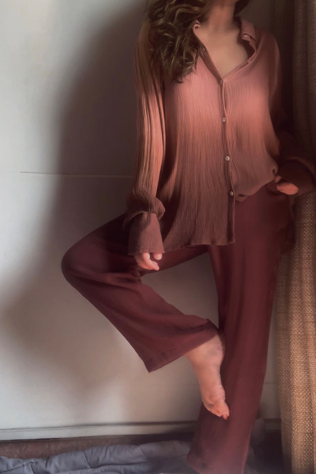 Organic Cotton Dusty Mauve Ombré Sand  Set - Lounge Wear Airport Coord Set