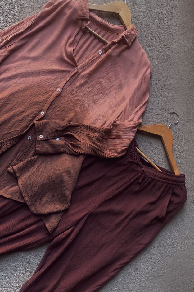 Organic Cotton Dusty Mauve Ombré Sand  Set - Lounge Wear Airport Coord Set