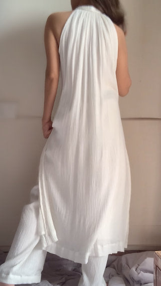 The Mira Set : White Long Kurta and pant
