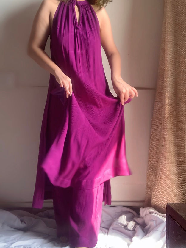 The Mira Set : Purple Long Kurta and pant Organic Cotton Coord Set