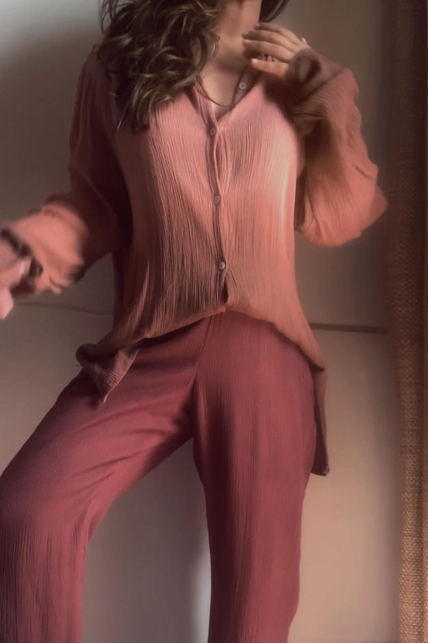 Organic Cotton Dusty Mauve Ombré Sand  Set - Lounge Wear Airport Coord Set