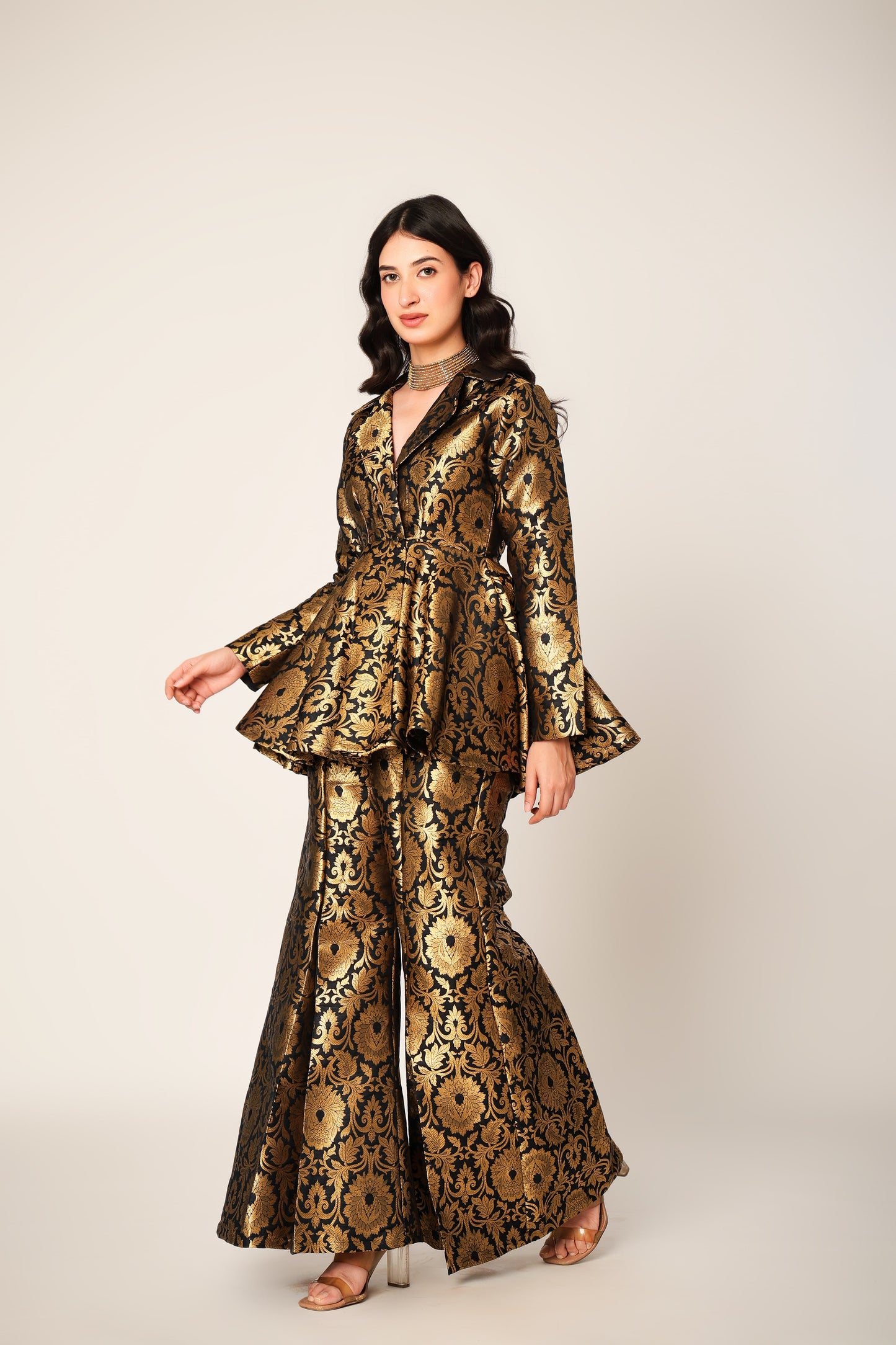 Knight Banarasi Brocade Kimono Peplum Set