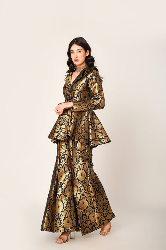 Knight Banarasi Brocade Kimono Peplum Set