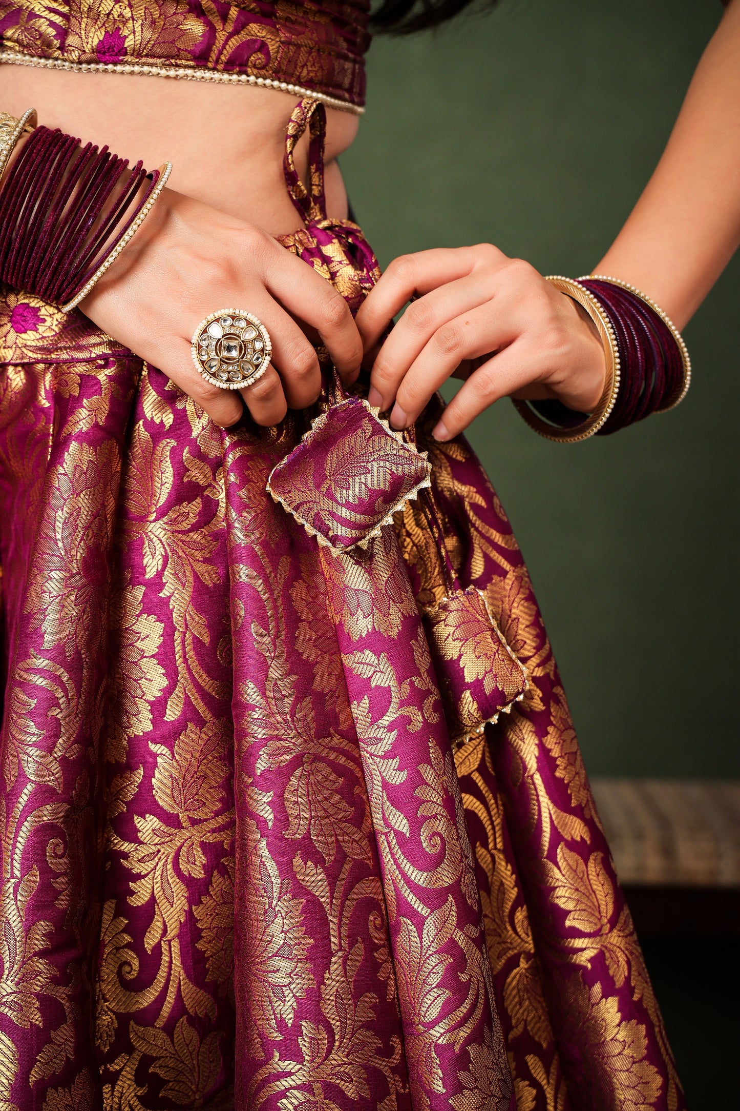 Purple Brocade Silk Lehenga Set with Organza Dupatta ✨