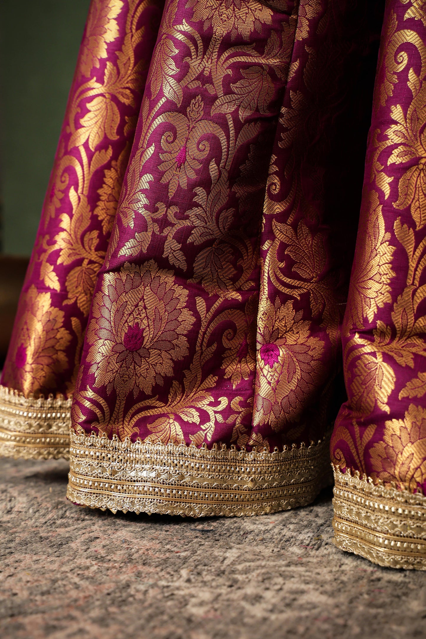 Purple Brocade Silk Lehenga Set with Organza Dupatta ✨