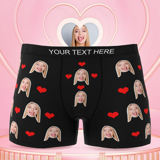 Custom Face Boxer Shorts Heart Gift For Him - Online Preview D15