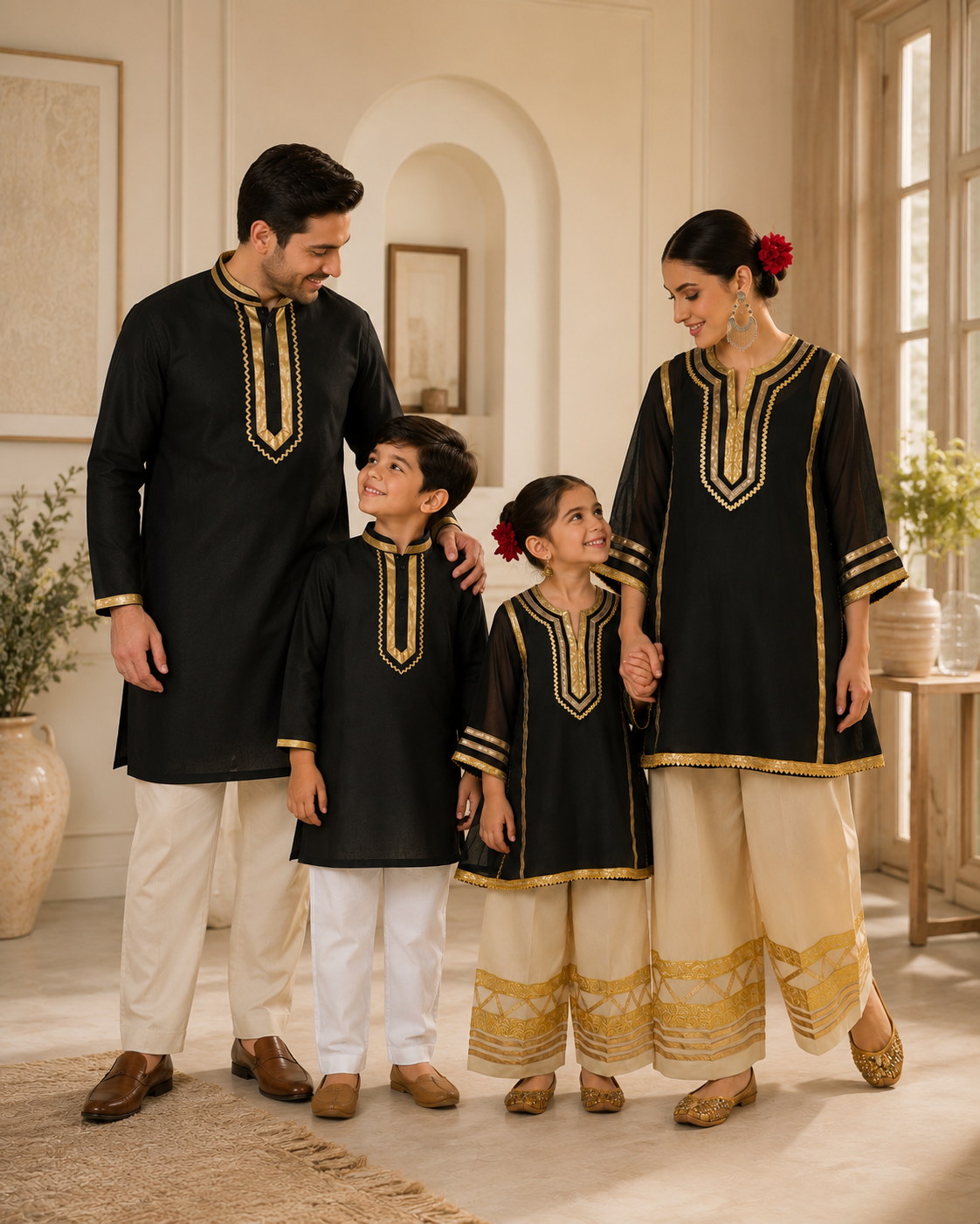 Black Soft Chanderi Silk Girls kurta and Farsi Salwar- Noor Collection