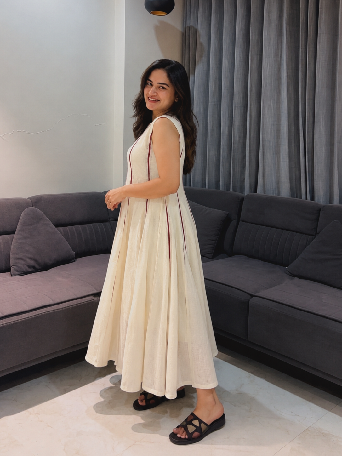 Pure Kota Doria Sleeveless Maxi Dress