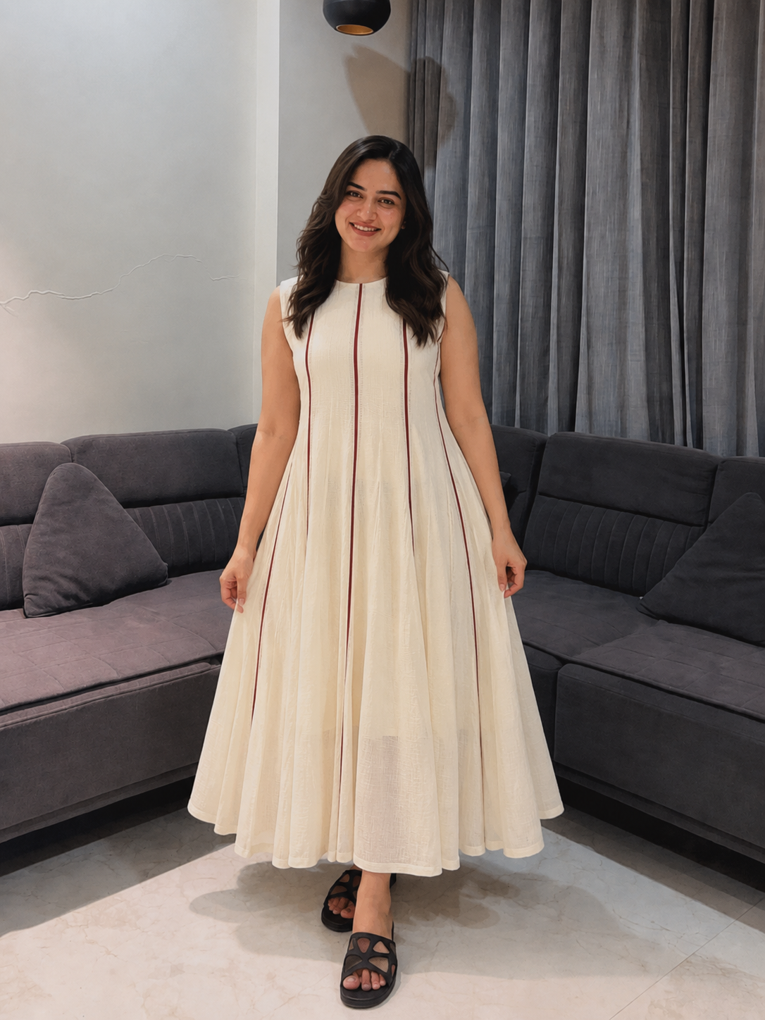 Pure Kota Doria Sleeveless Maxi Dress