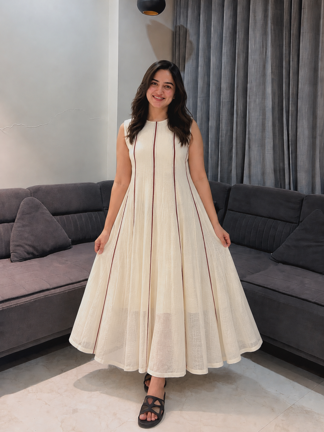 Pure Kota Doria Sleeveless Maxi Dress
