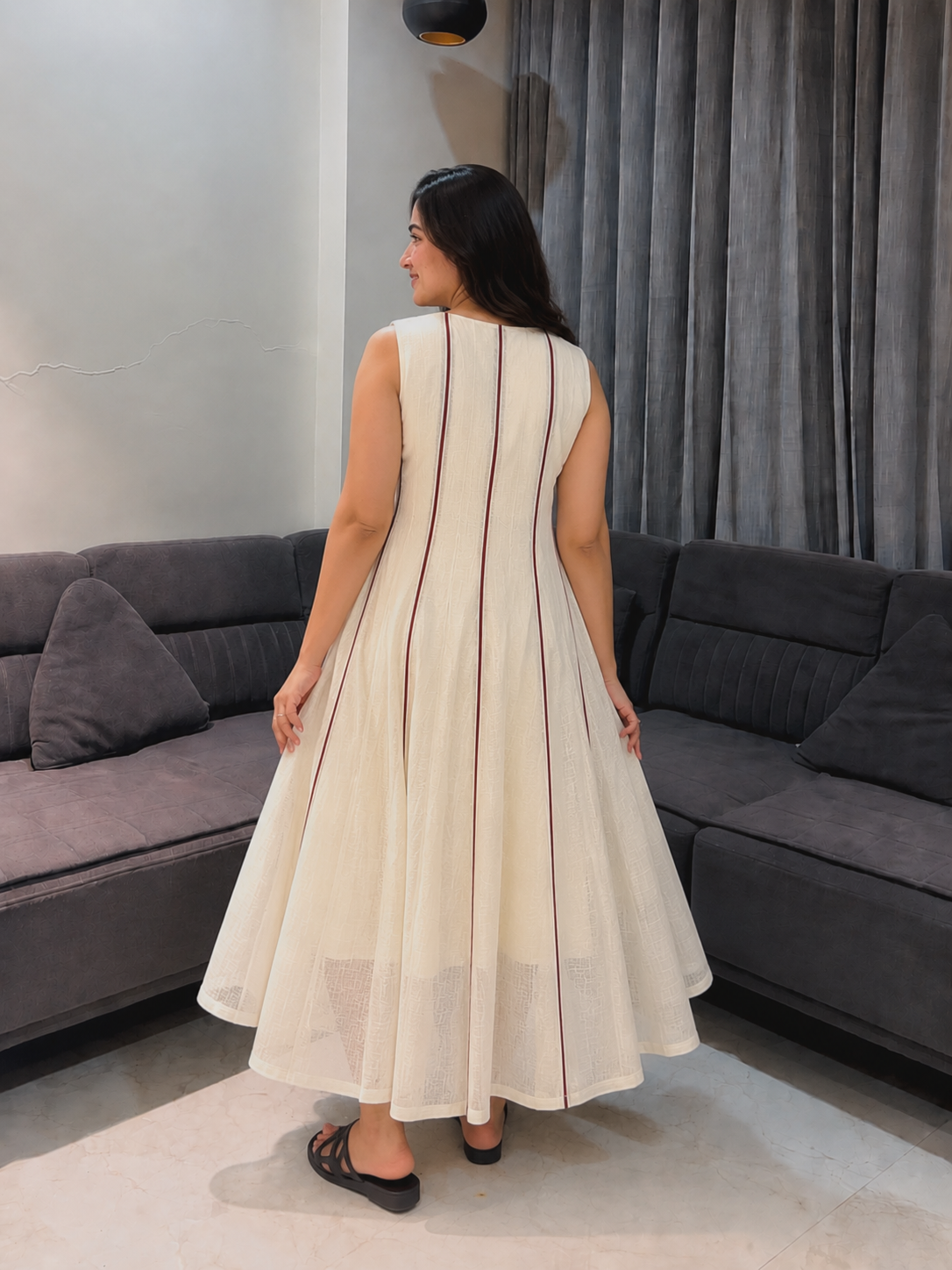 Pure Kota Doria Sleeveless Maxi Dress