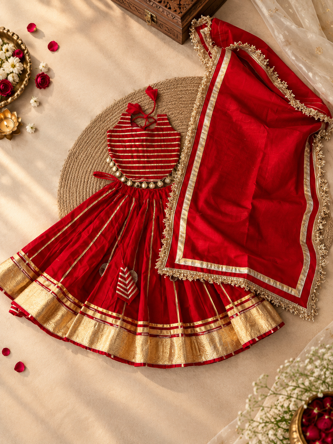 Girls Premium Red Lehenga Choli Set - LAAL GULAL