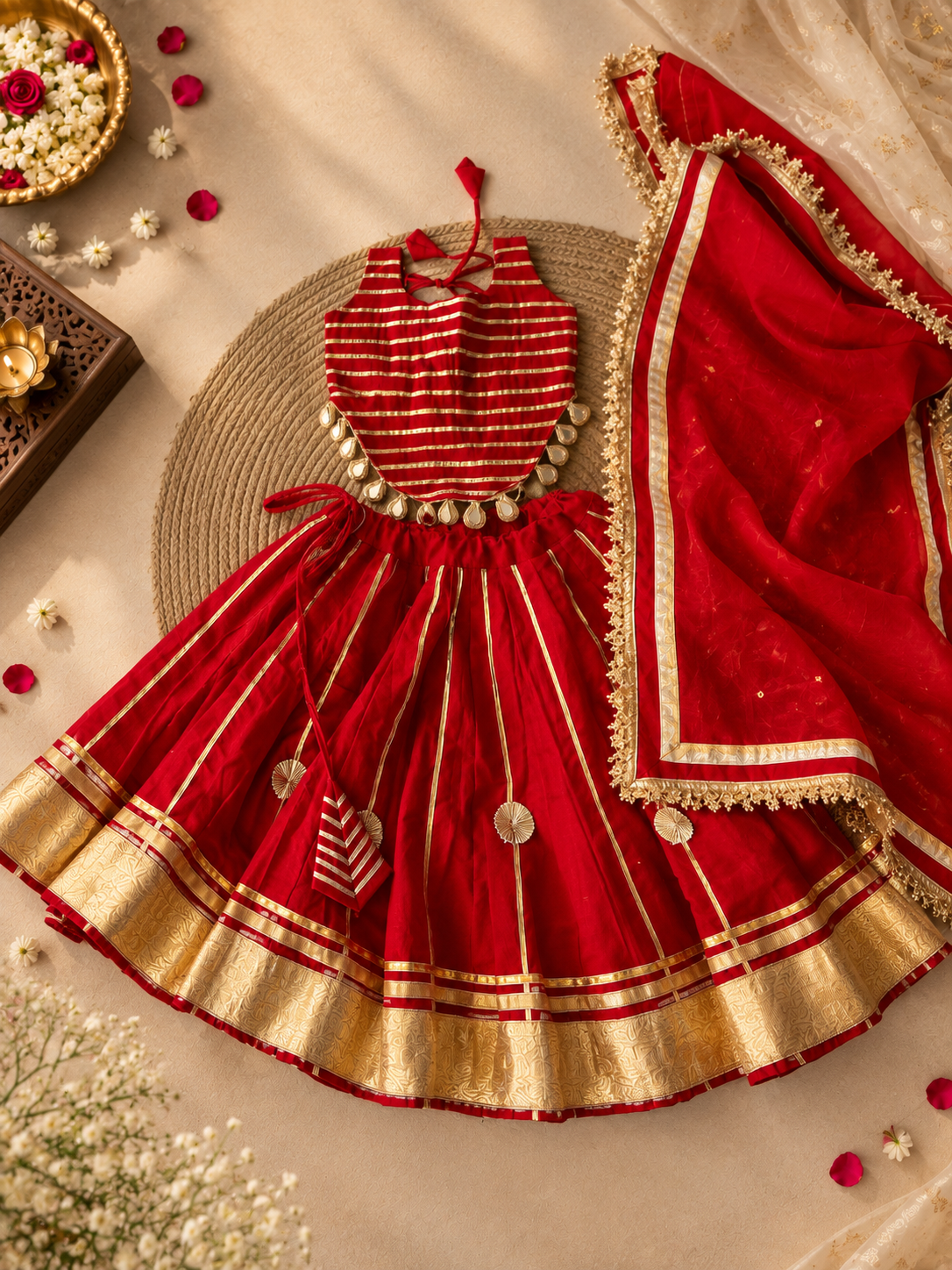 Girls Premium Red Lehenga Choli Set - LAAL GULAL