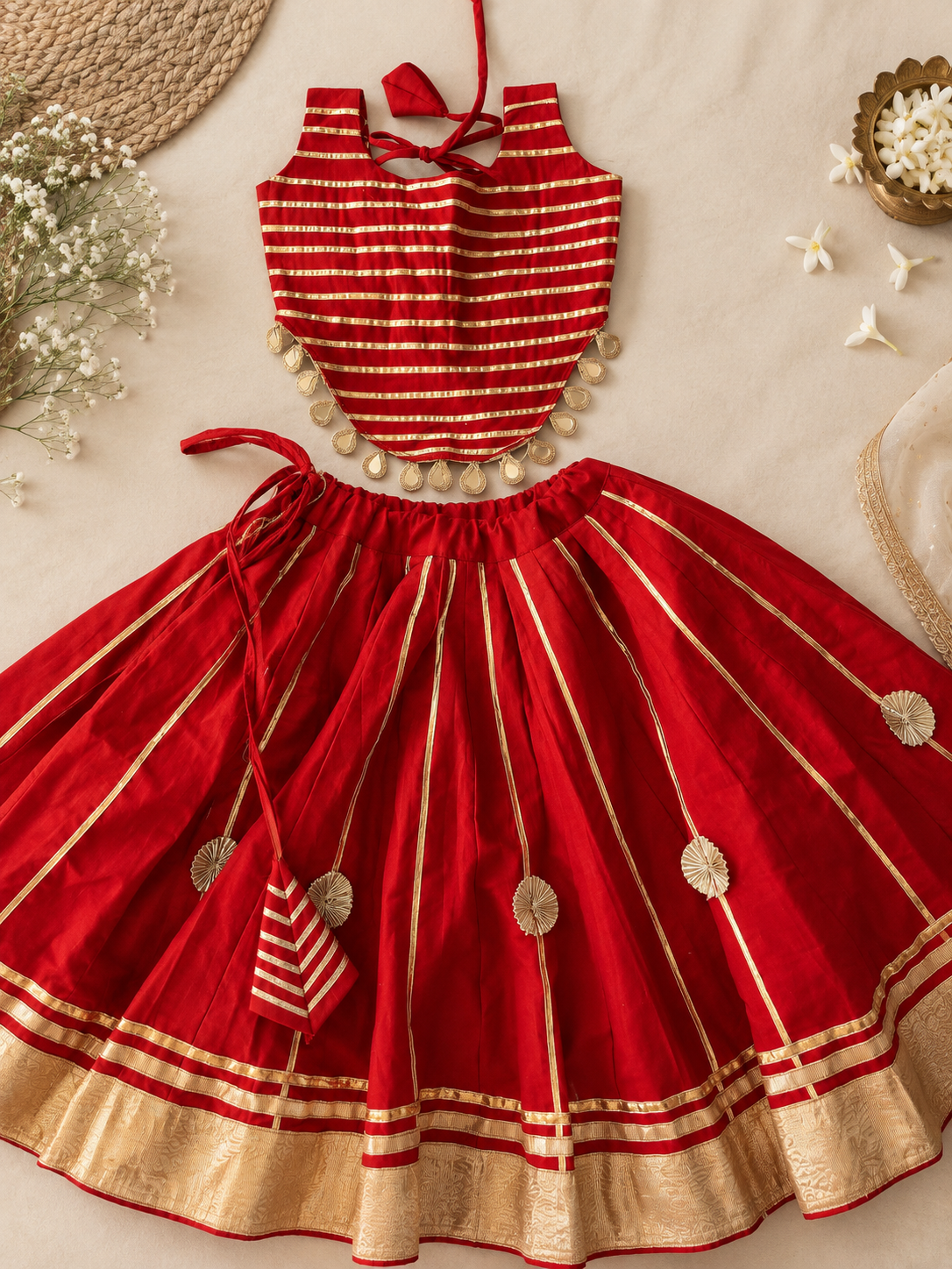 Girls Premium Red Lehenga Choli Set - LAAL GULAL