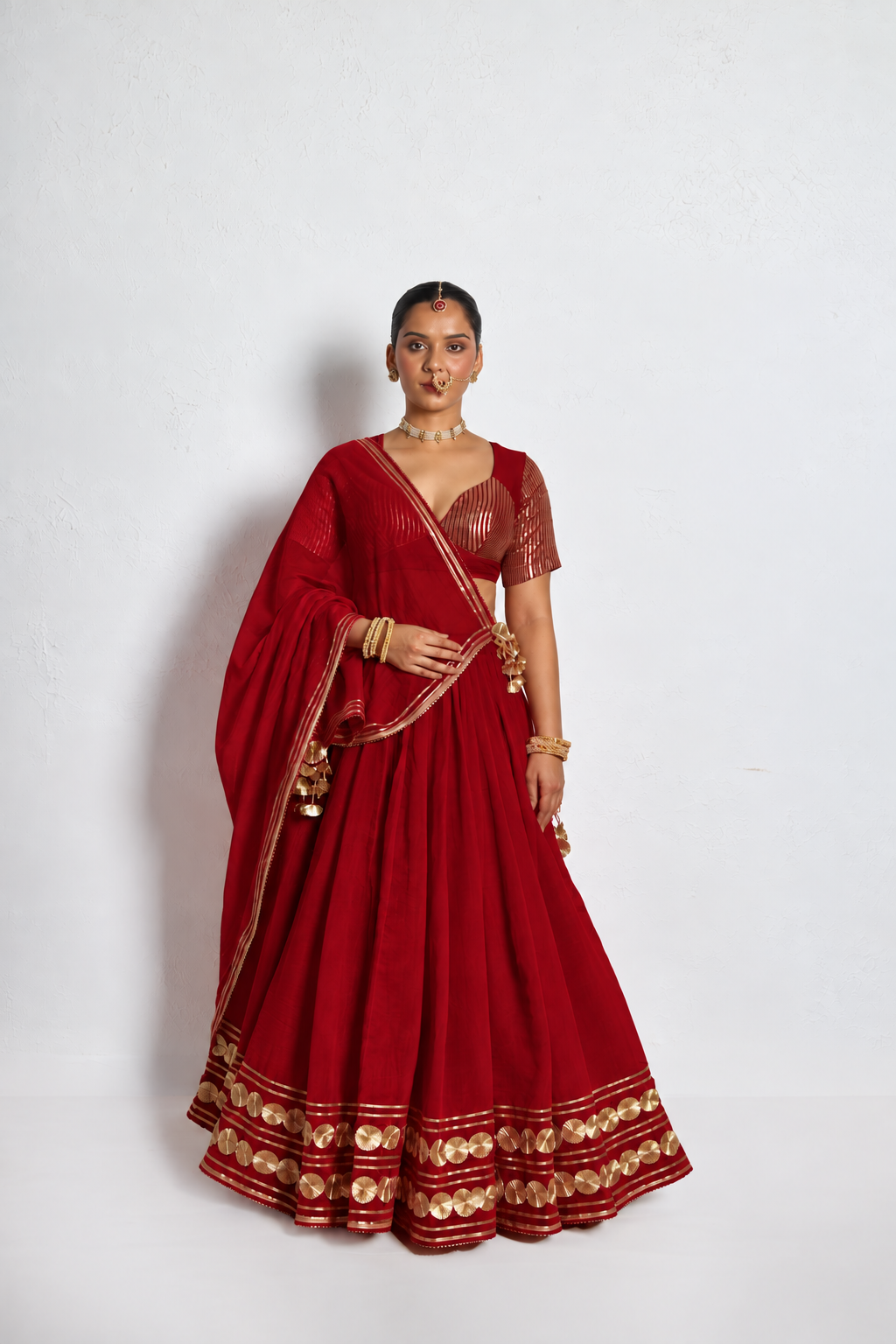 Gota work Lehnga-Blouse with dupatta- MEENA COLLECTION