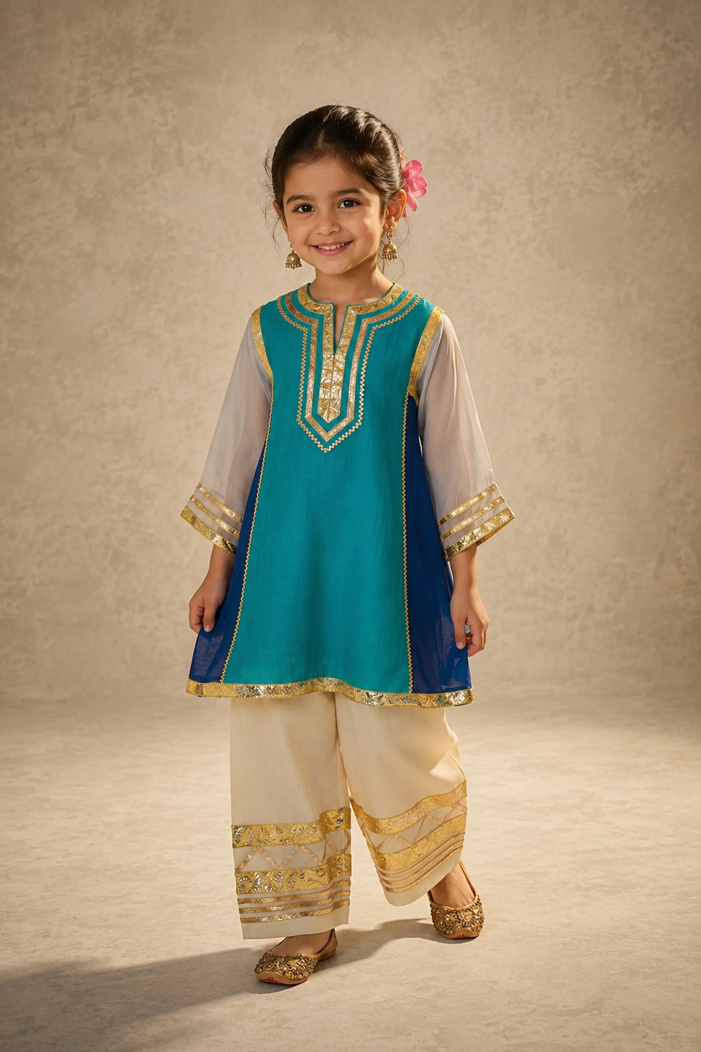 Soft Chanderi Silk Girls kurta and Farsi Salwar- Noor Collection