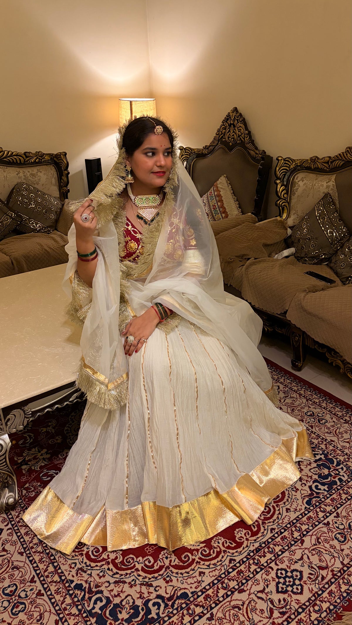 Pure Silk Aangi Blouse with Mul Chanderi Silk Lehenga & Organza Dupatta – Gulnaar Royale
