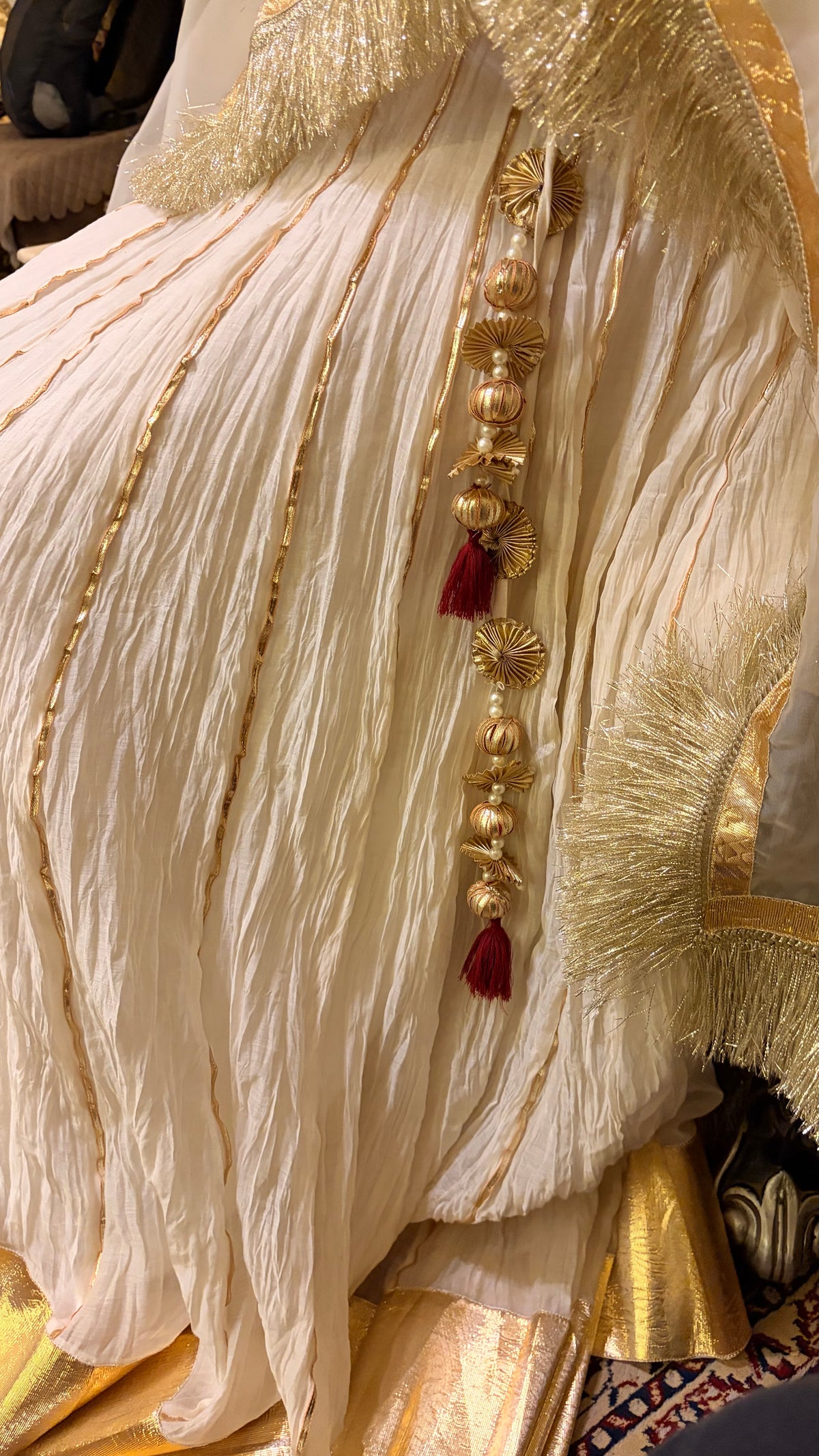 Pure Silk Aangi Blouse with Mul Chanderi Silk Lehenga & Organza Dupatta – Gulnaar Royale