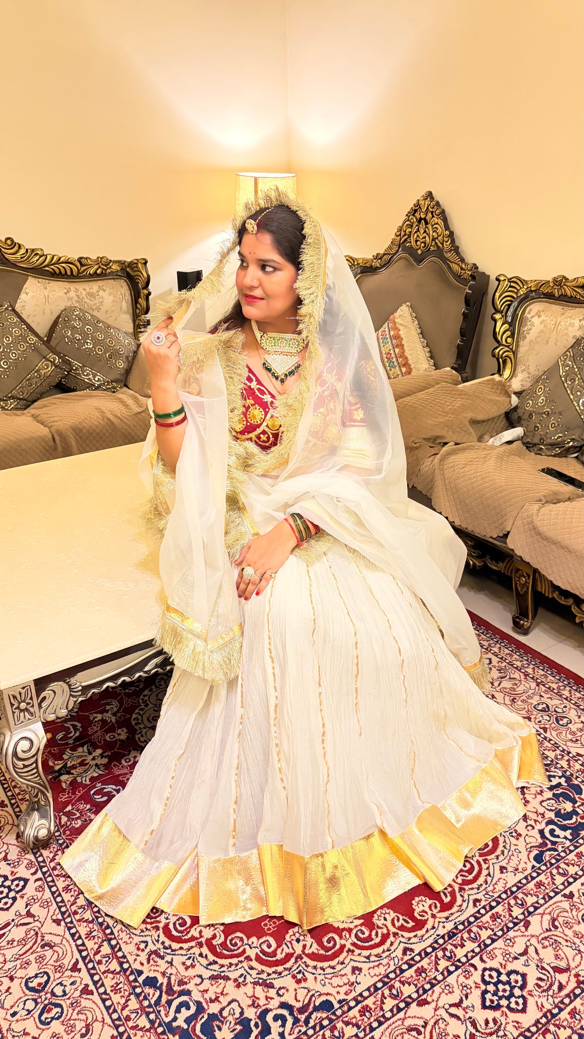 Pure Silk Aangi Blouse with Mul Chanderi Silk Lehenga & Organza Dupatta – Gulnaar Royale