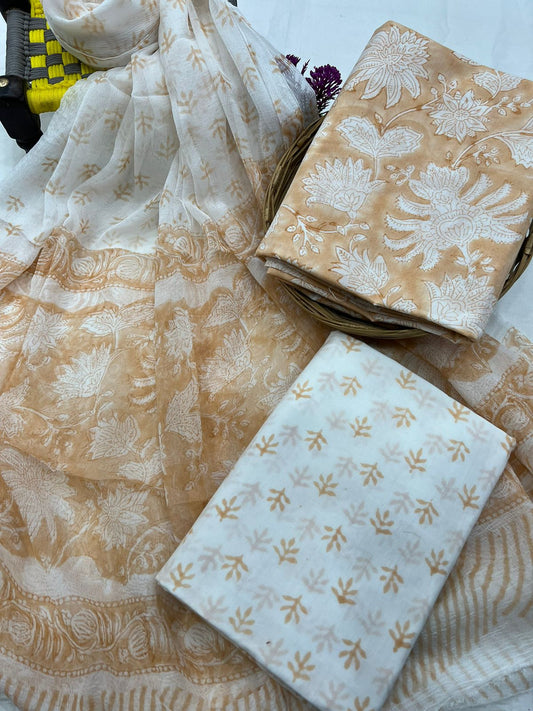 Cotton Suit With Chiffon Dupatta