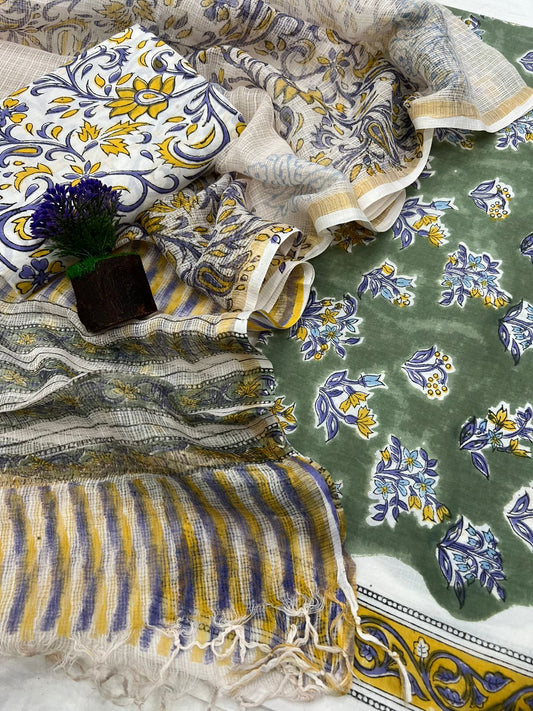 Hastkala Cotton Suit Set With Kota Doriya Dupatta