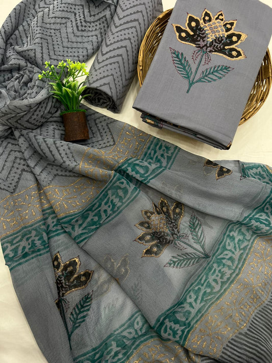 Cotton Suit With Chiffon Dupatta