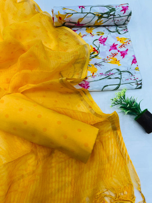 Casual Cotton Suit with Kota Doriya Dupatta