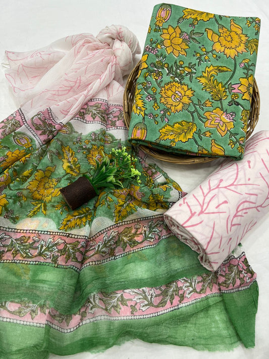 Cotton Suit With Chiffon Dupatta
