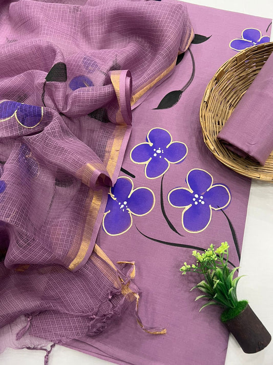 Elegant Cotton Suit with Kota Doriya Dupatta