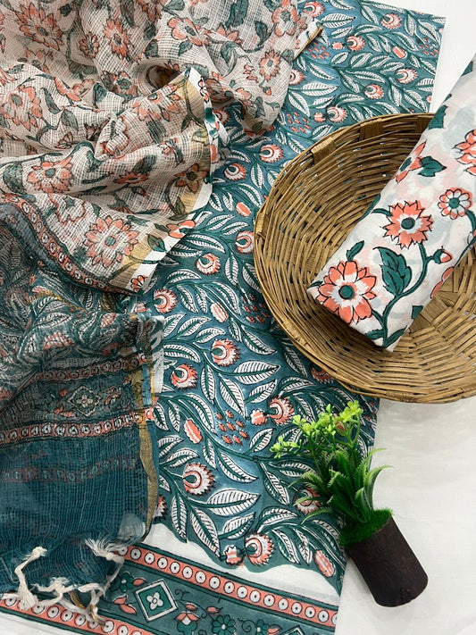 Beautiful Cotton Suit With Kota Doriya Dupatta