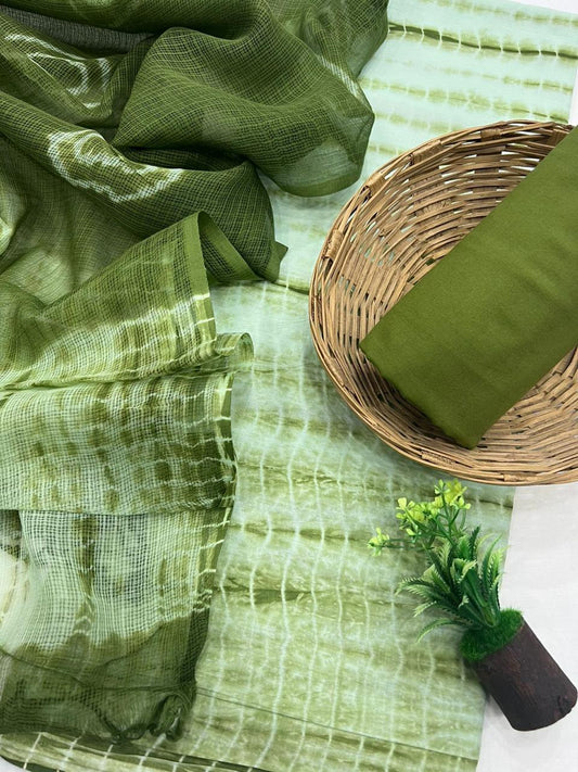 Tye And Dye Cotton suit with kota Doriya Dupatta