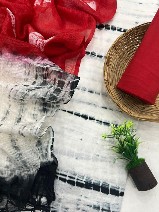 Print Cotton suit with kota Doriya Dupatta
