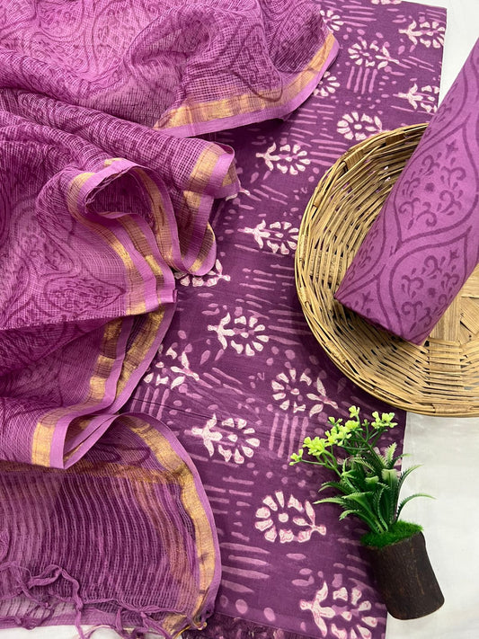 Trendy Cotton Suit with Kota Doriya Dupatta