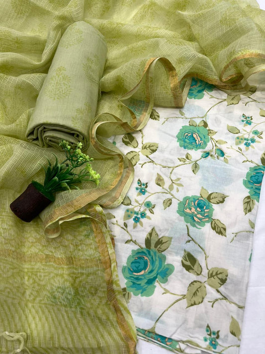 Printed Cotton Suit with Kota Doriya Dupatta