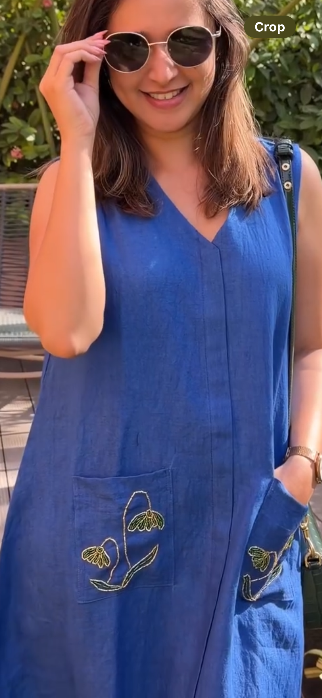100% Pure Linen Embroidered Midi Dress