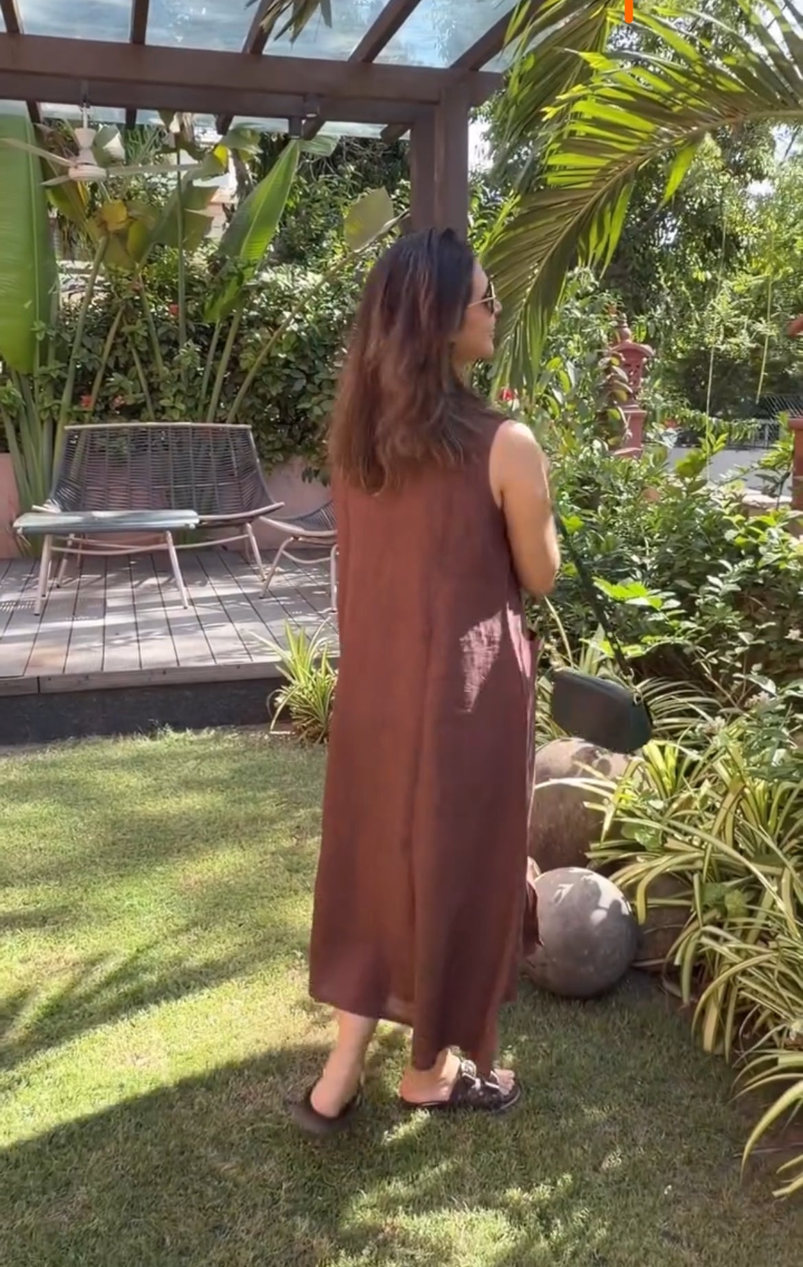100% Pure Linen Embroidered Midi Dress