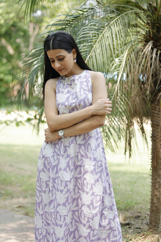 100% pure cotton Lavender Maple Pure Cotton Halter Neck Set