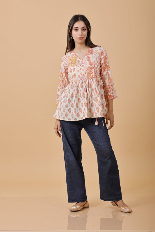 Anghrakha style 100% Cotton Short Kurti