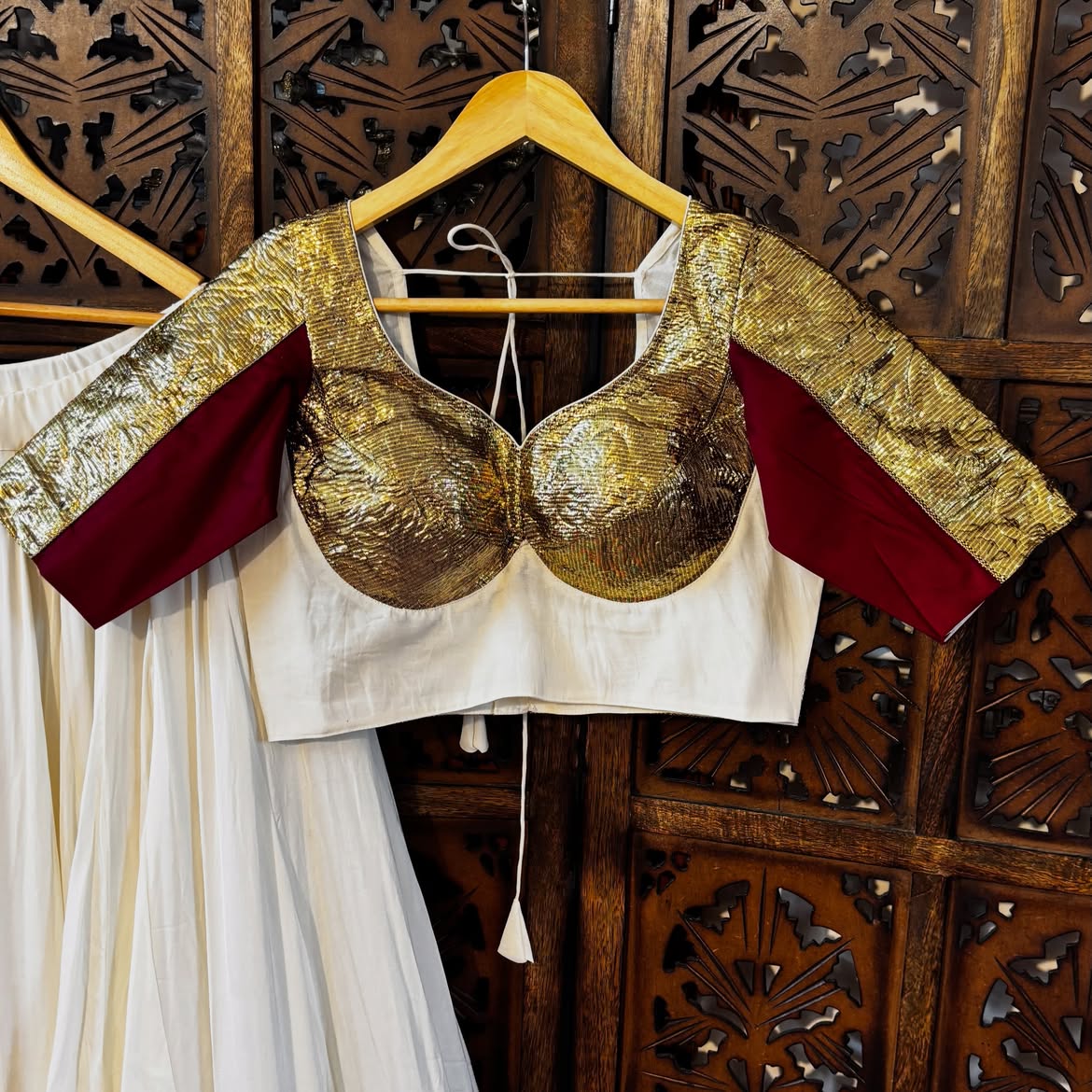 Gota work Lehnga-Blouse with dupatta- Royal White Chaniya Choli